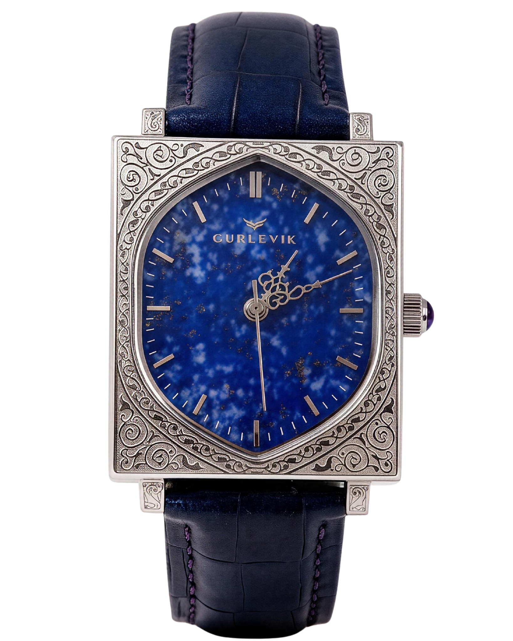 Gurlevik Gates - Steel Engraved / Lapis Lazuli – Gurlevik Watch Co.
